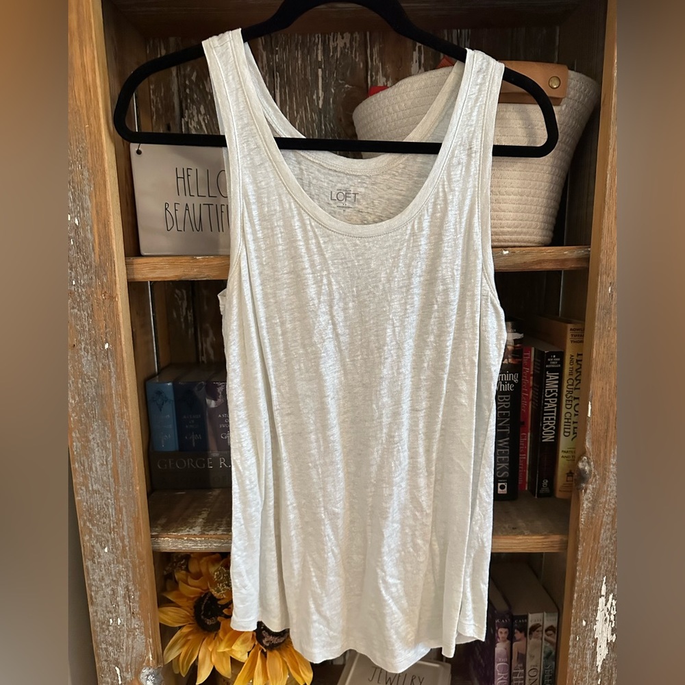 Loft metallic white tank top